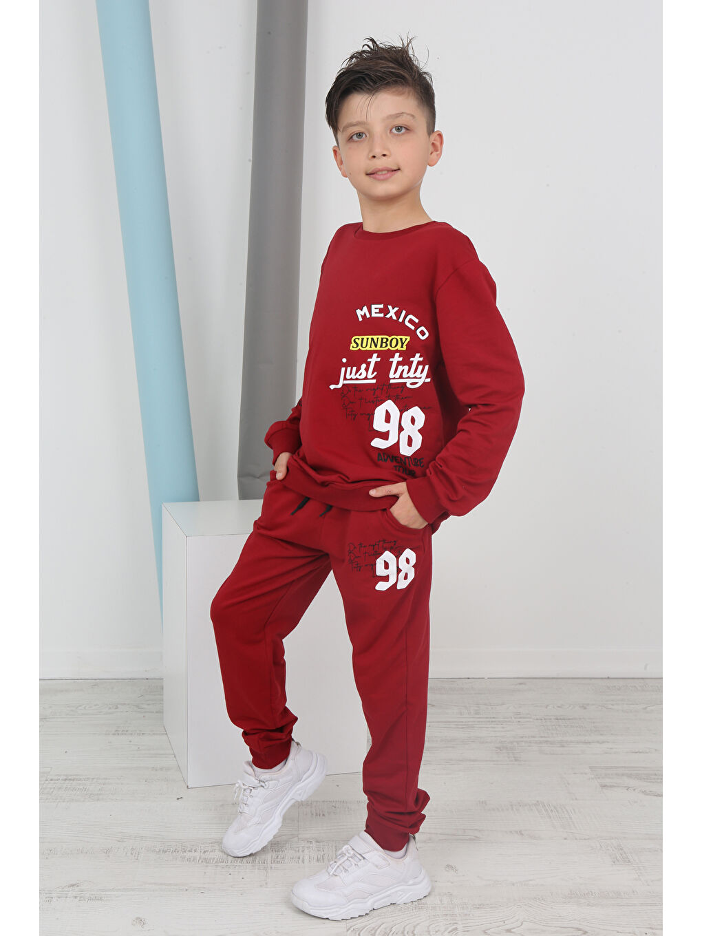 Bordo Erkek Çocuk Just Tnty Baskılı Eşofman Takım