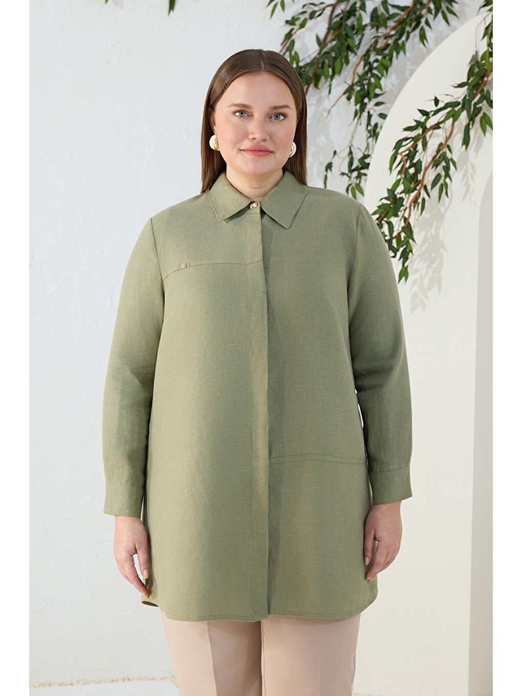 Haki Keten Tunik-1