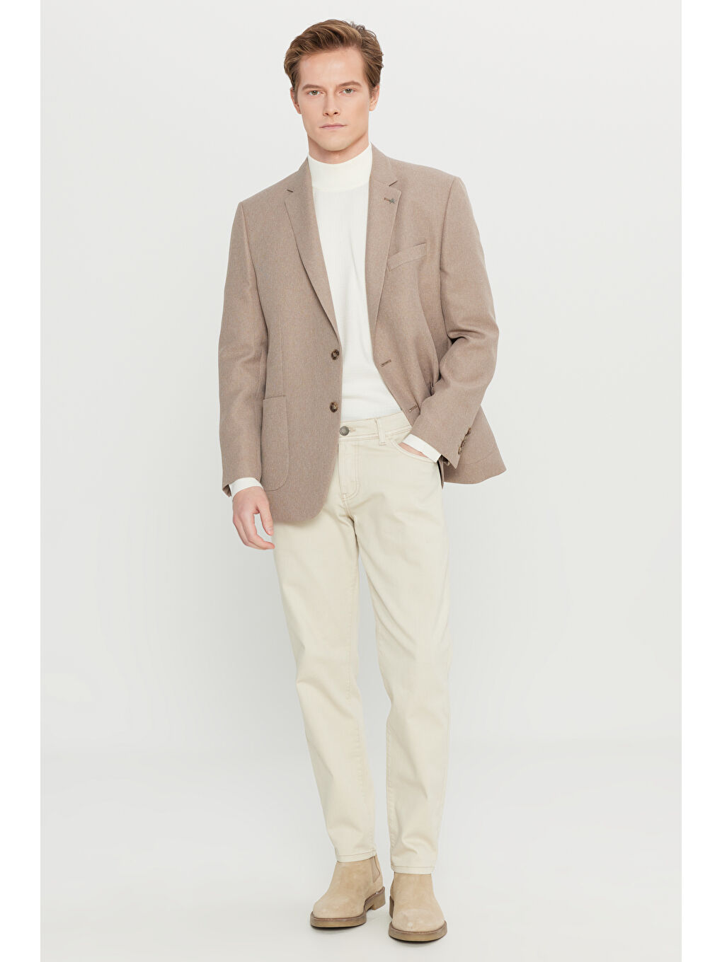 Erkek Kahverengi  Normal Kesim Mono Yaka Torba Cepli Armürlü Blazer Ceket-1
