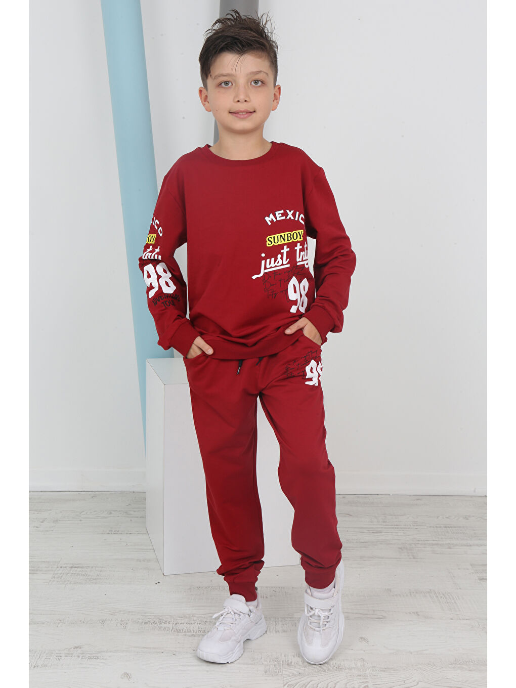Bordo Erkek Çocuk Just Tnty Baskılı Eşofman Takım-2