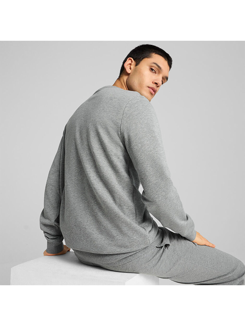 Essentials Small No 1 Logo Crew Erkek Gri Bisiklet Yaka Sweatshirt-2