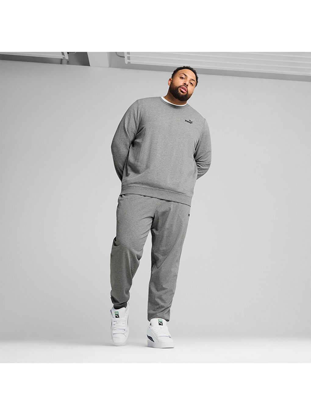 Essentials Small No 1 Logo Crew Erkek Gri Bisiklet Yaka Sweatshirt-3