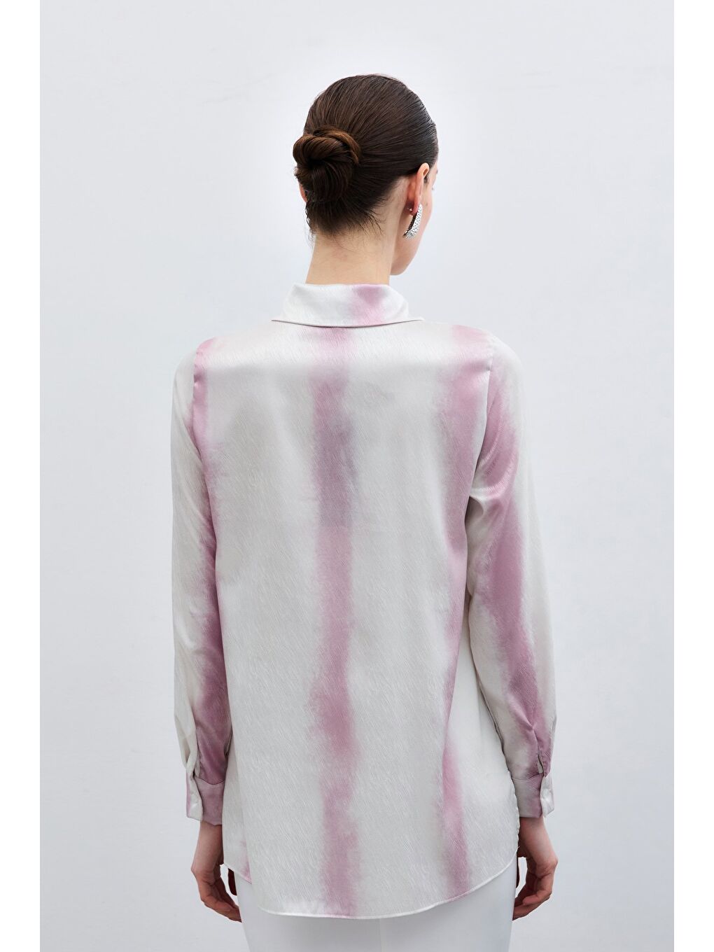 Desenli Klasik Gömlek - Pembe-6