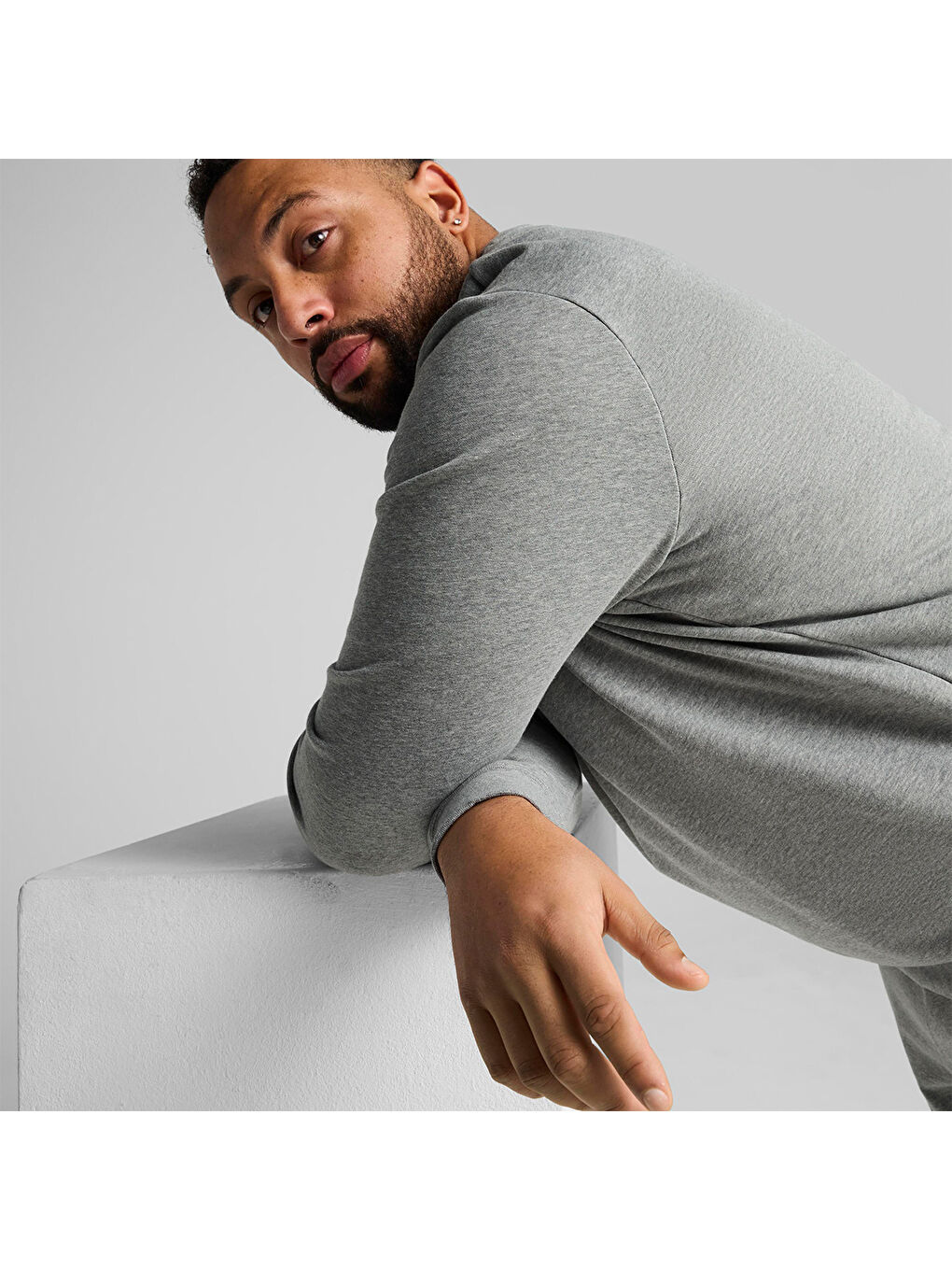 Essentials Small No 1 Logo Crew Erkek Gri Bisiklet Yaka Sweatshirt-4