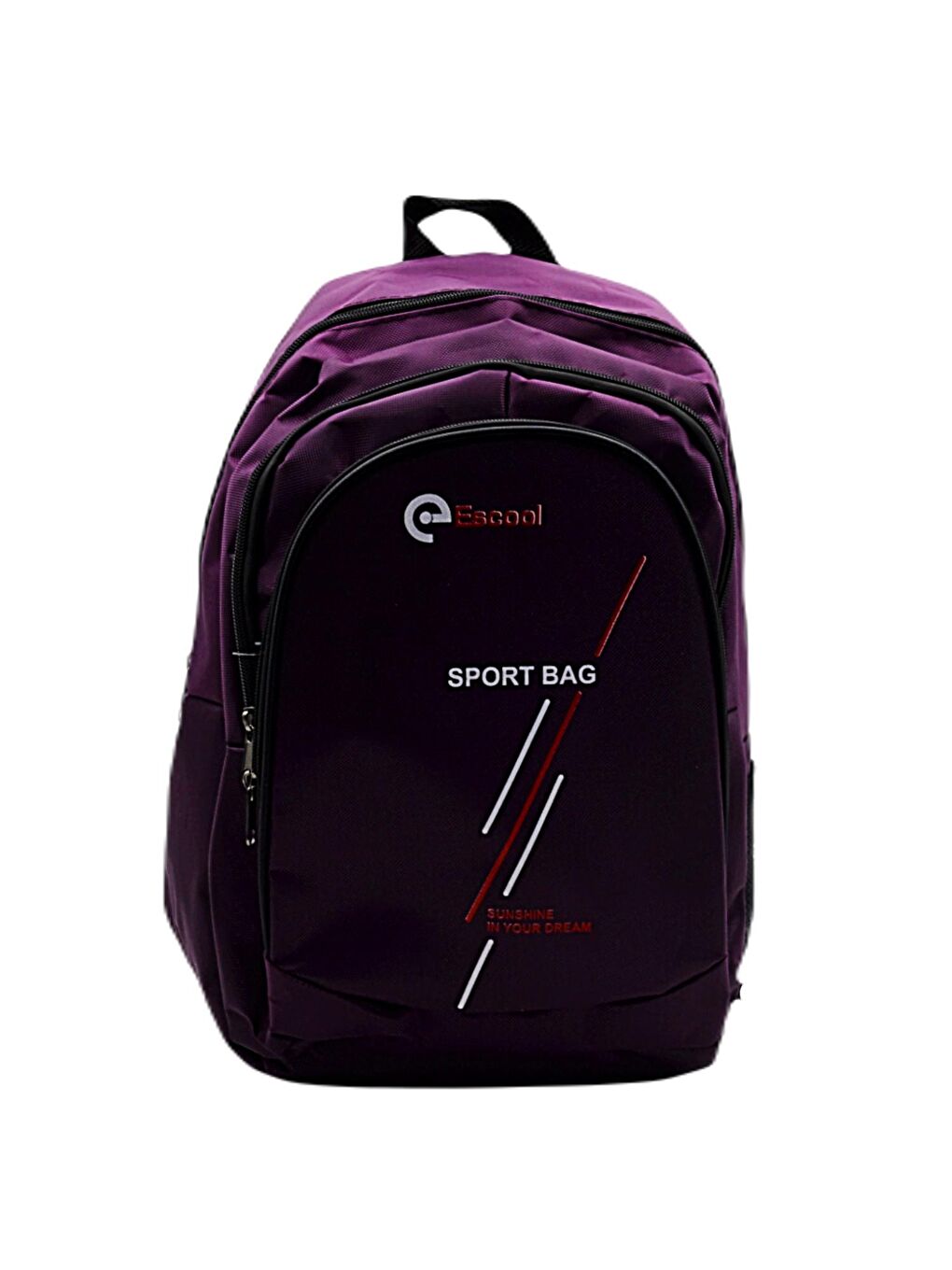 3 Bölmeli Sport Bag Okul Sırt Çantası Çizgi Baskılı Mürdüm KOD:702
