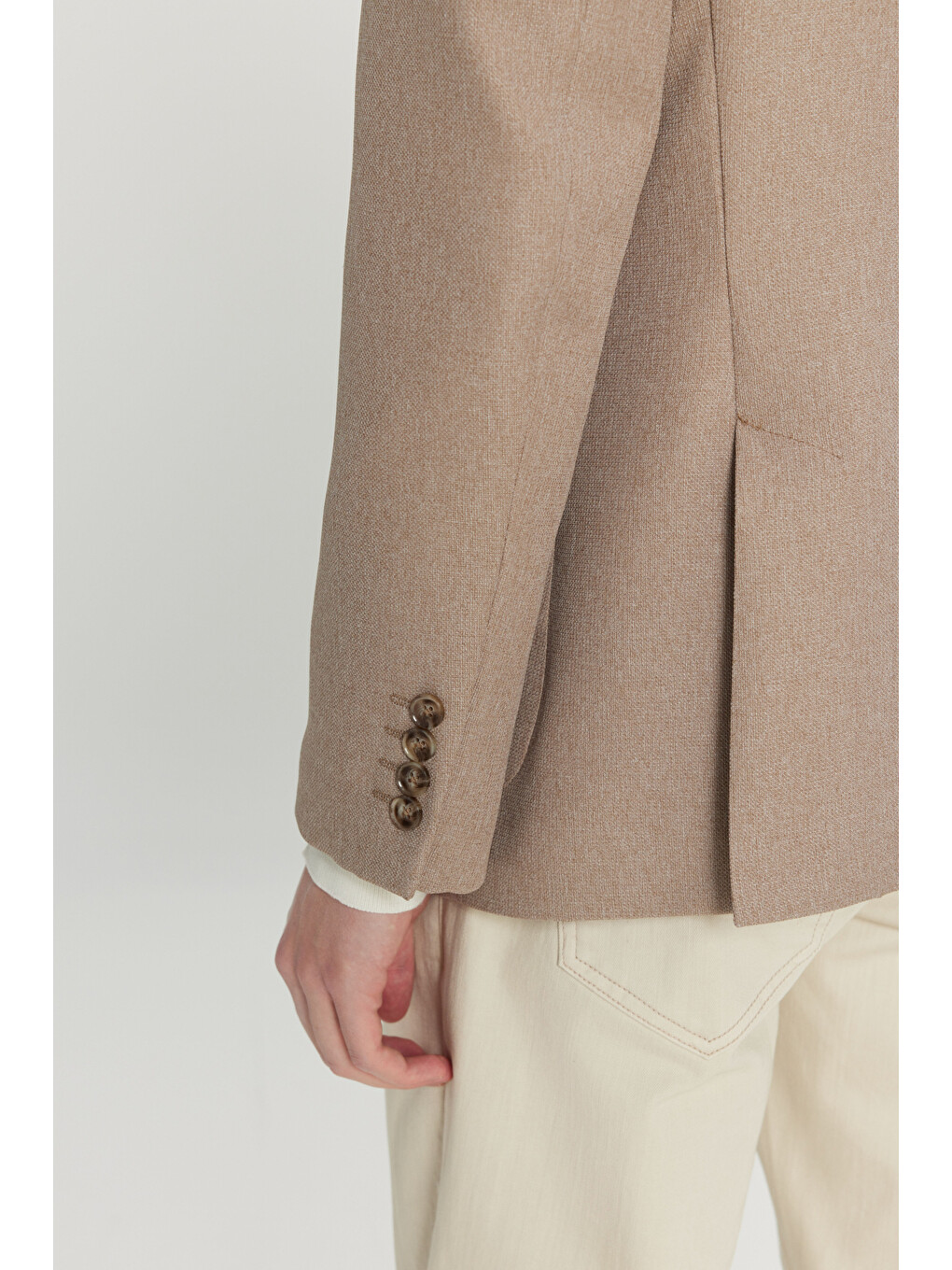 Erkek Kahverengi  Normal Kesim Mono Yaka Torba Cepli Armürlü Blazer Ceket-4