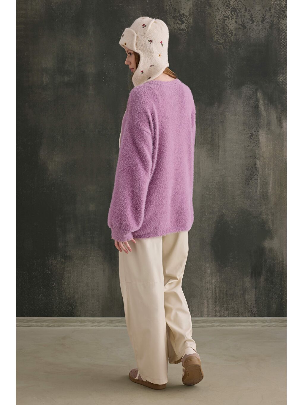 Mor Yumuşak Tüylü Kazak Violet-2