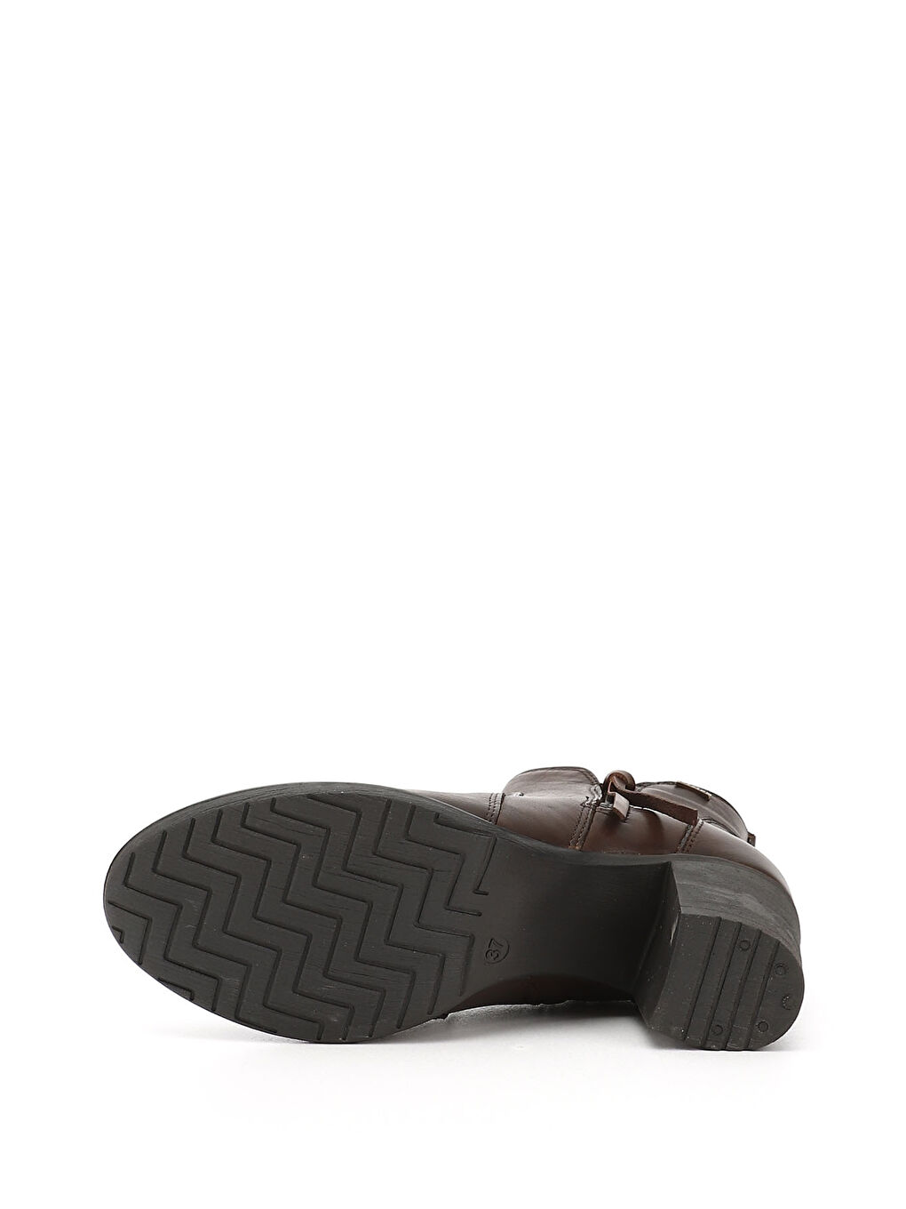 Kahverengi Kadın KOYU KAHVE Fermuarlı Kalın Topuklu Hakiki Deri Bot-3