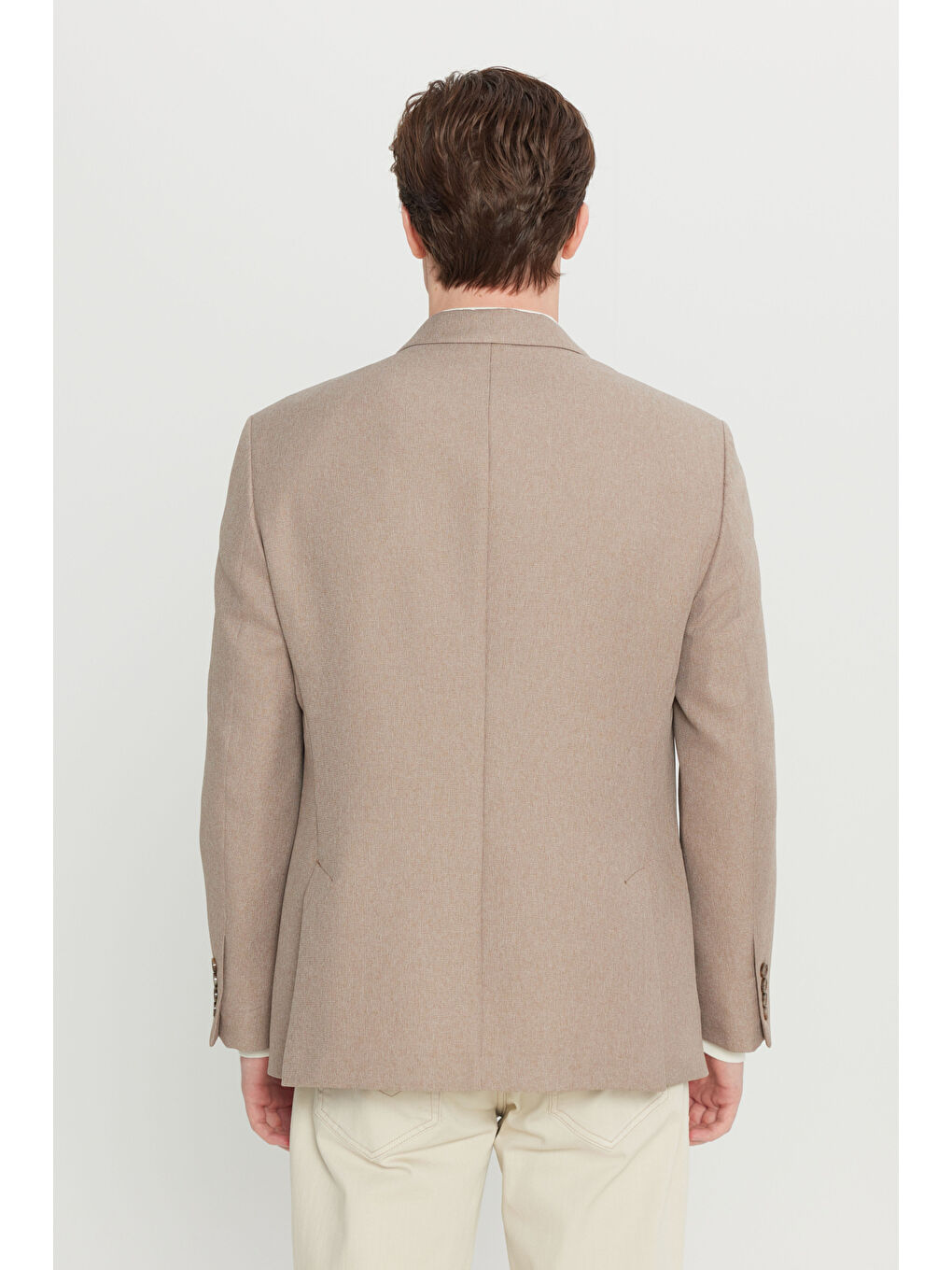 Erkek Kahverengi  Normal Kesim Mono Yaka Torba Cepli Armürlü Blazer Ceket-5