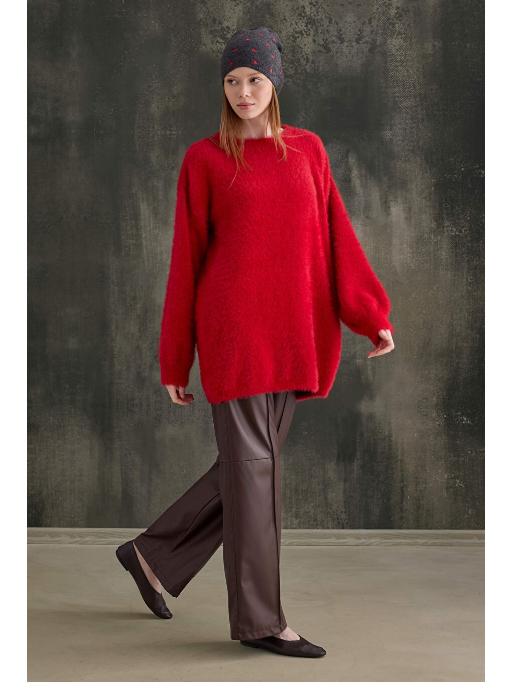 Yumuşak Tüylü Kazak Kırmızı-2