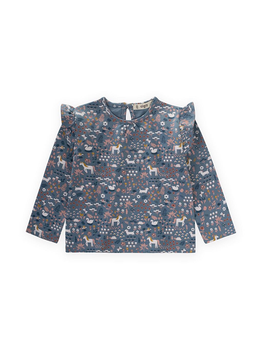 Uzun Kollu T-Shırt 1-7 Yaş İndigo Mavi