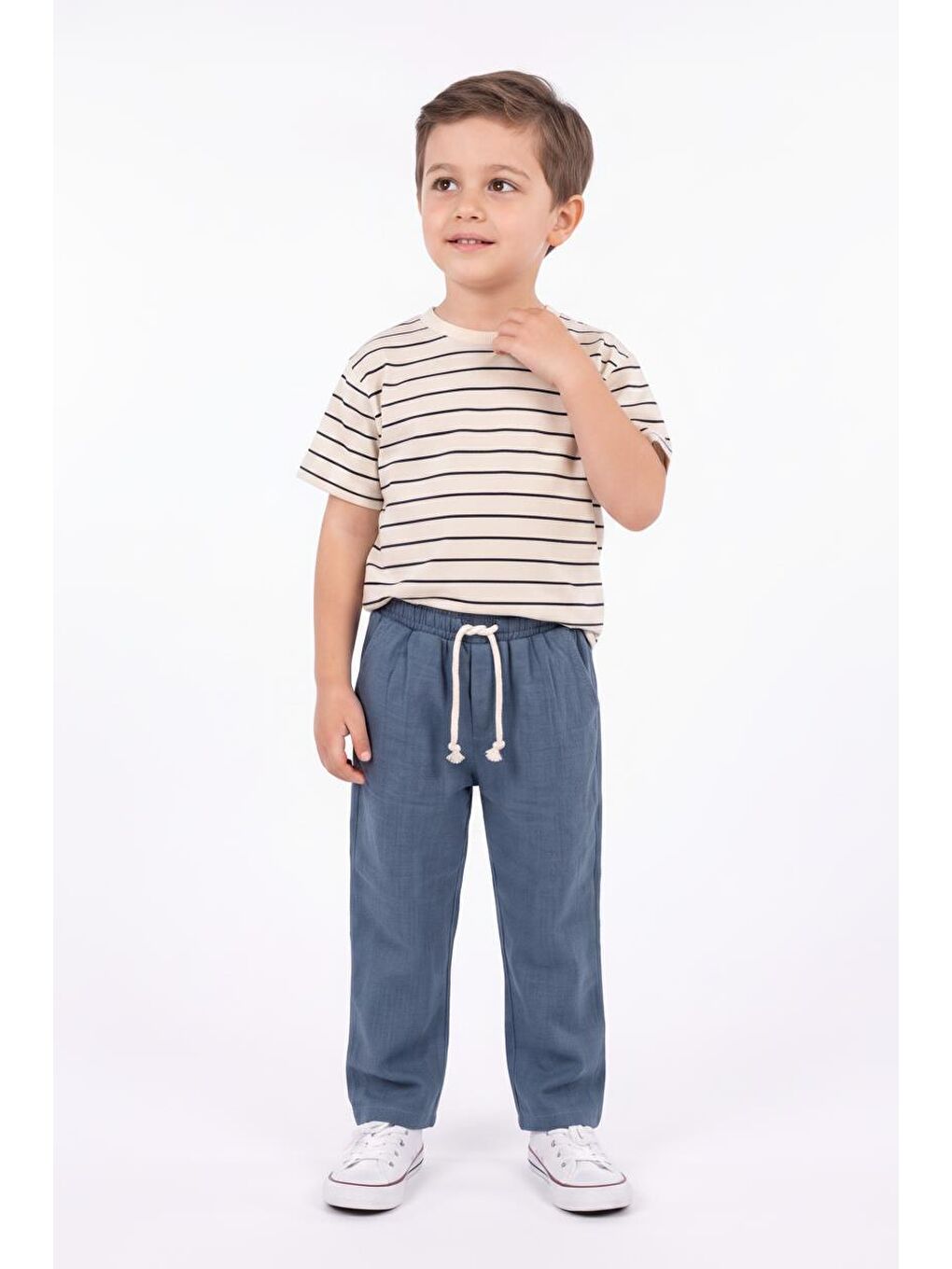 İndigo Müslin Pantolon Süprem Tişört 2li Takım-3
