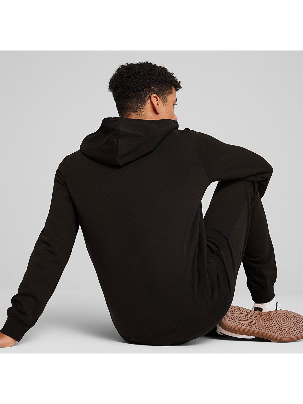 Essentials Erkek Siyah Kapüşonlu Ceket-2