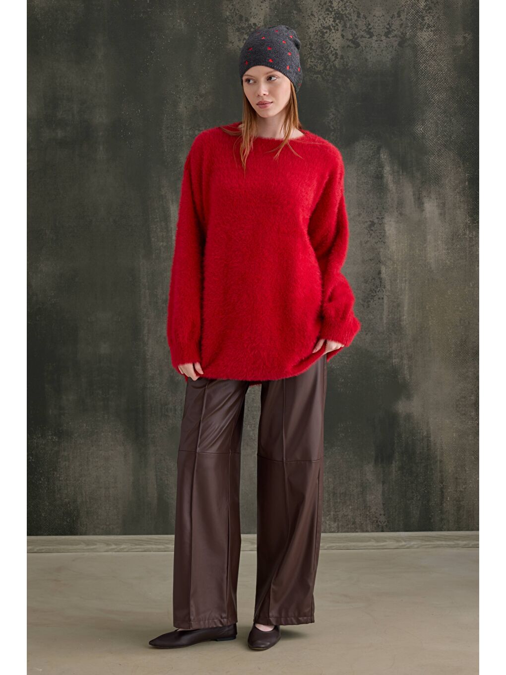 Yumuşak Tüylü Kazak Kırmızı-4