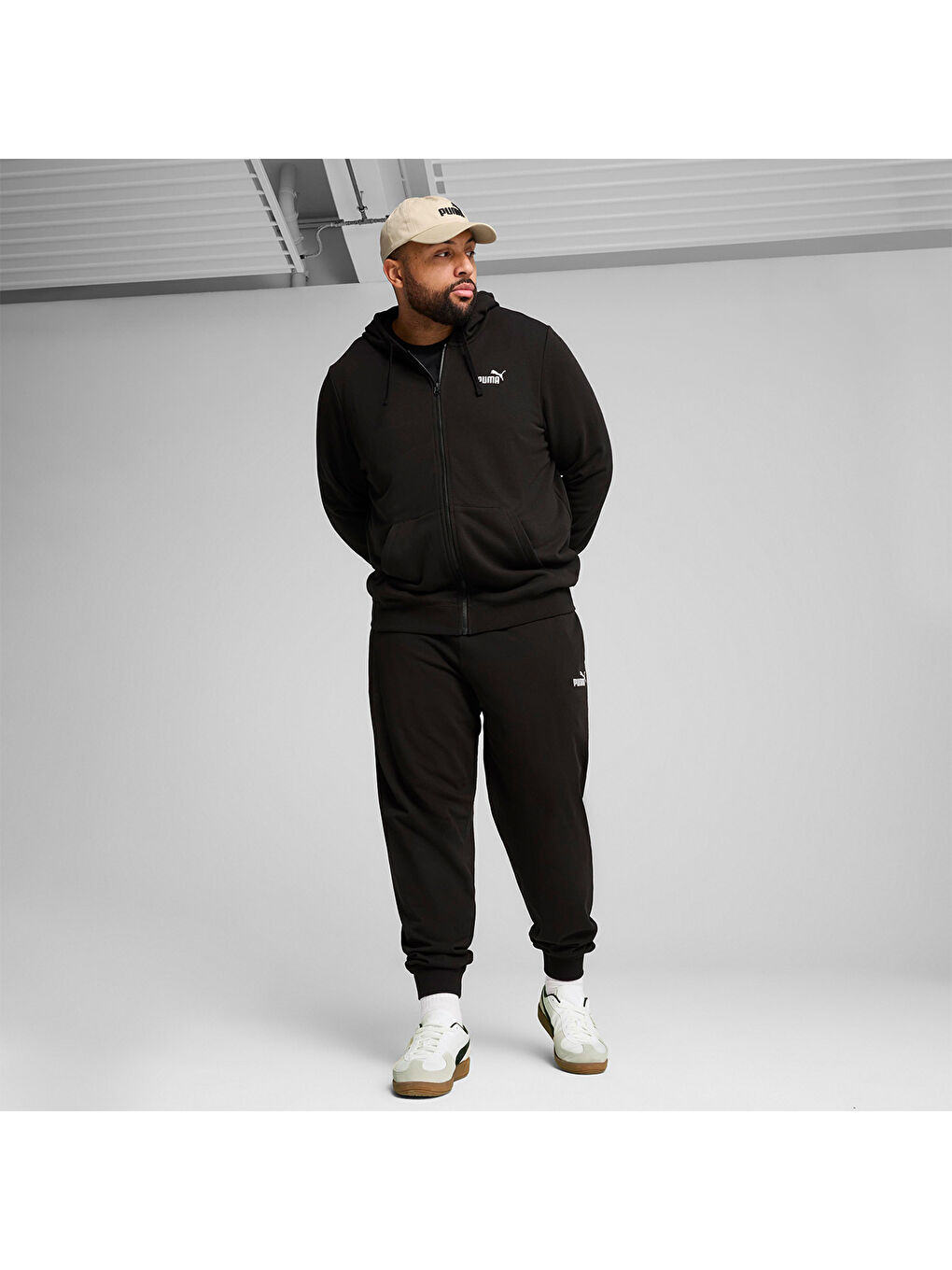 Essentials Erkek Siyah Kapüşonlu Ceket-3