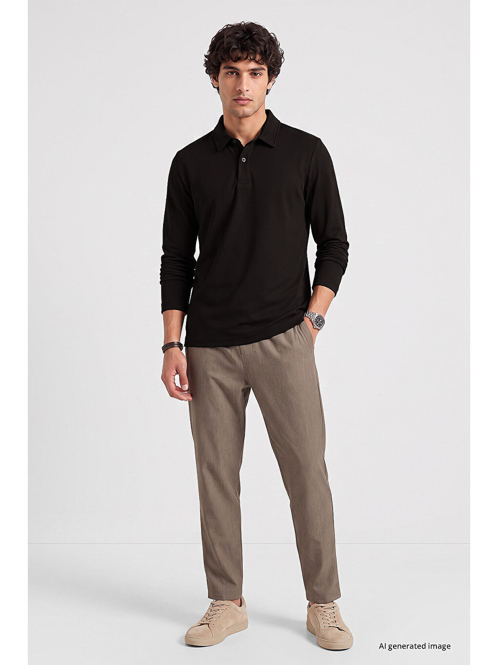 Acı Kahverengi Rahat Form Basic Erkek Polo Yaka T-shirt - 88512