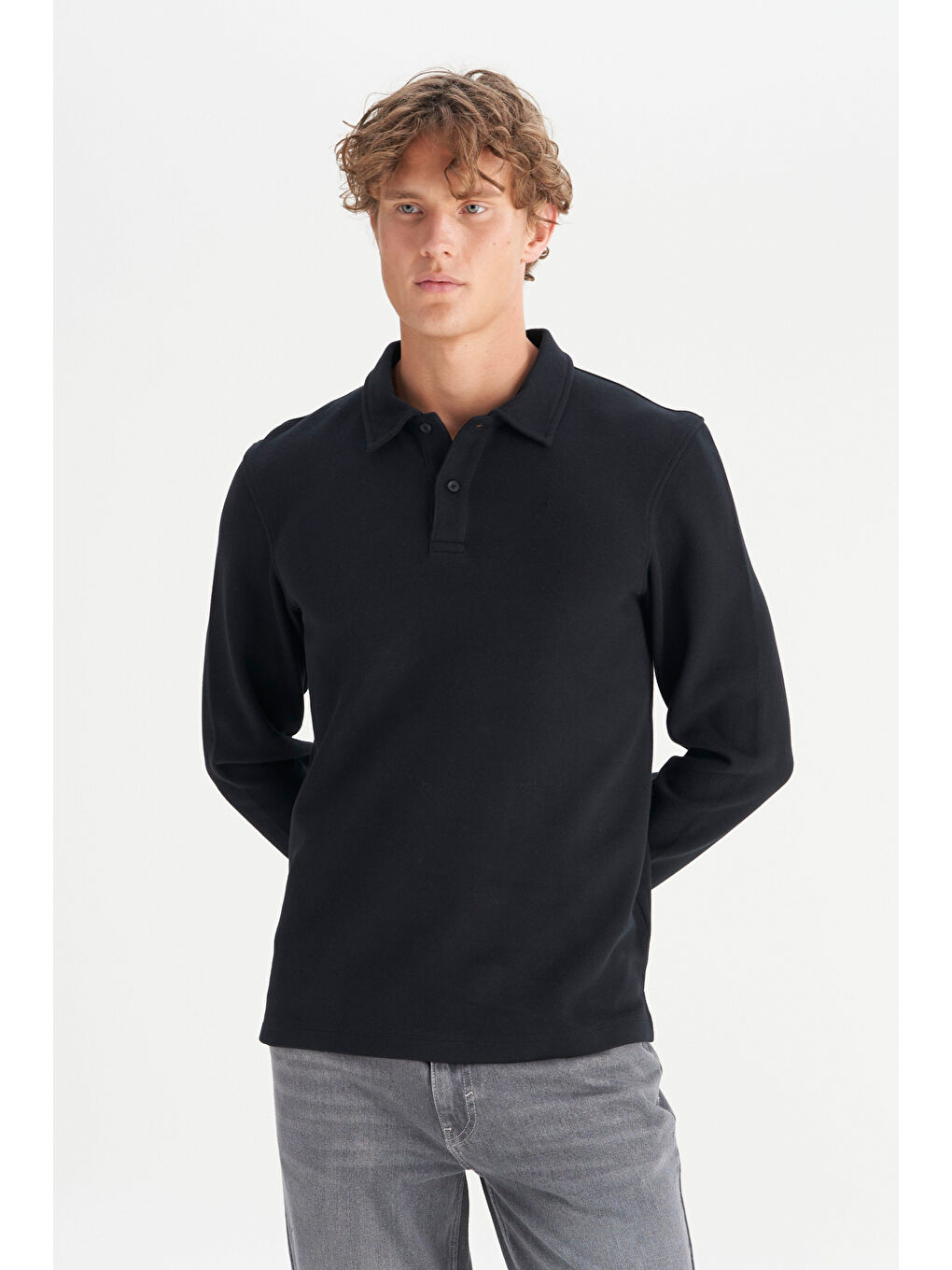 Siyah Pamuklu Regular Fit Normal Kesim Polo Yaka Tişört