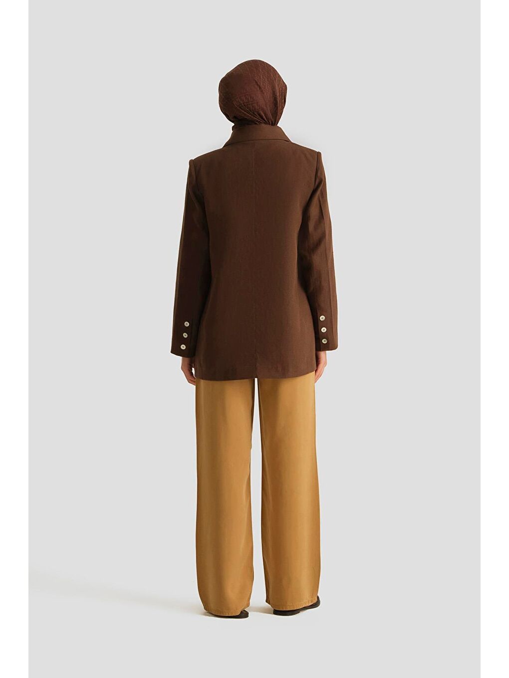 Kahverengi Lyocell Palazzo Pantolon 25Yd9134 Sahra-3