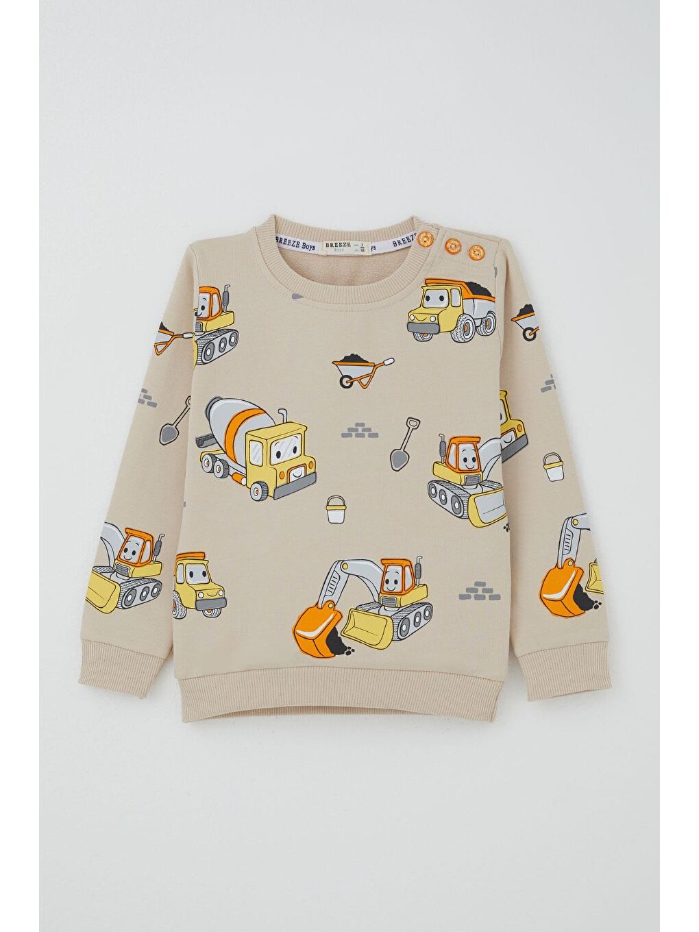 Erkek Çocuk Eşofman Takımı Küçük Operatör Çalışkan İş Makineleri Bej (1-4 Yaş)-1