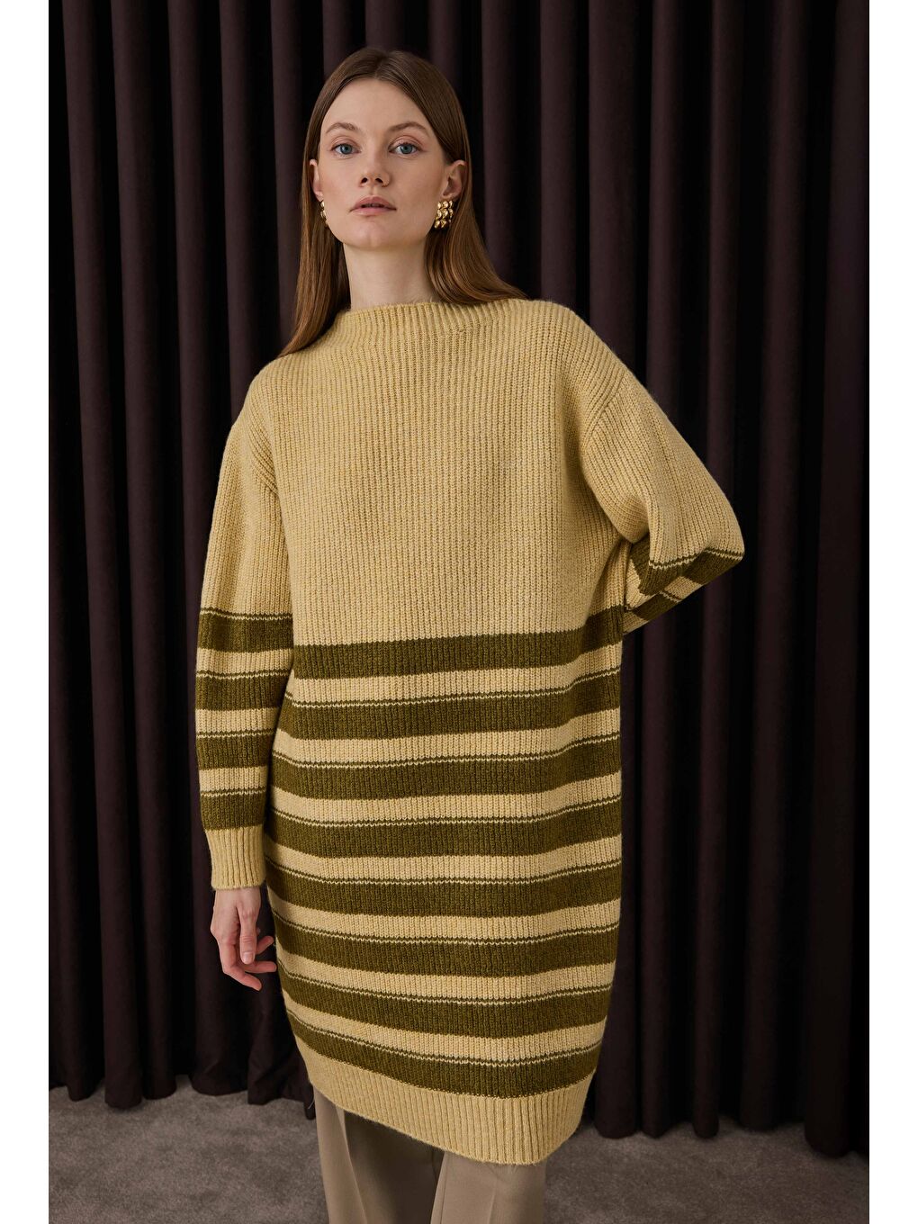 Sarı İnce Çizgili Uzun Kazak Tereyağı-Yosun