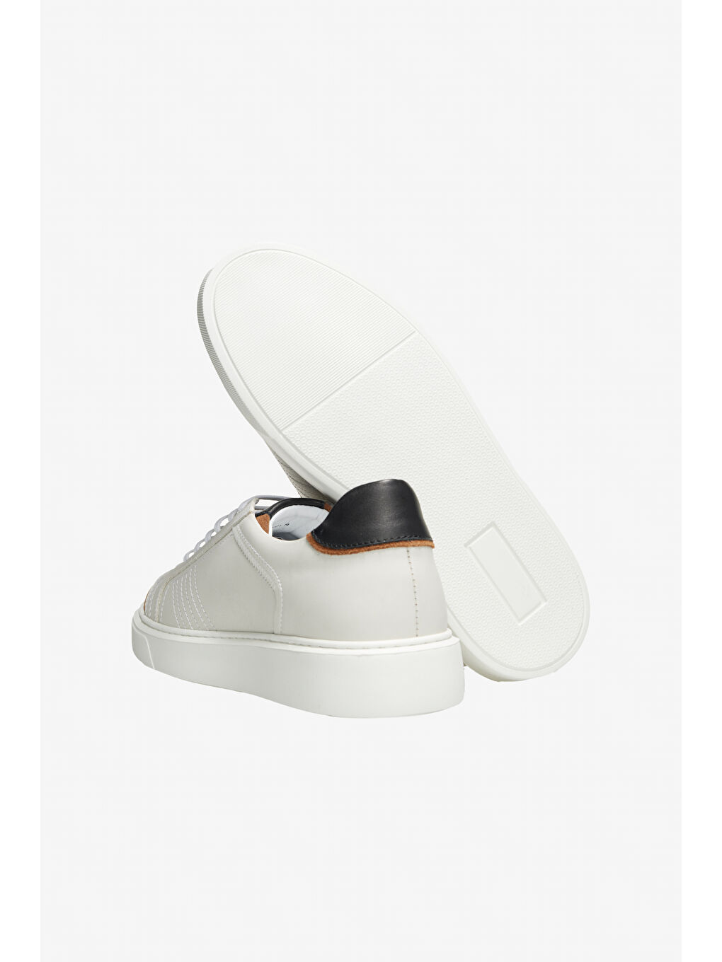 Erkek Bej-Beyaz %100 Deri Rahat Taban Esnek Sneaker Ayakkabı-3