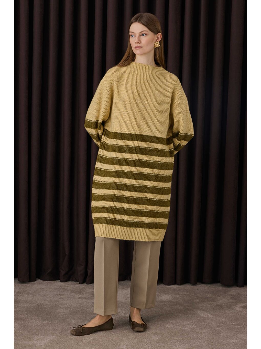 Sarı İnce Çizgili Uzun Kazak Tereyağı-Yosun-1