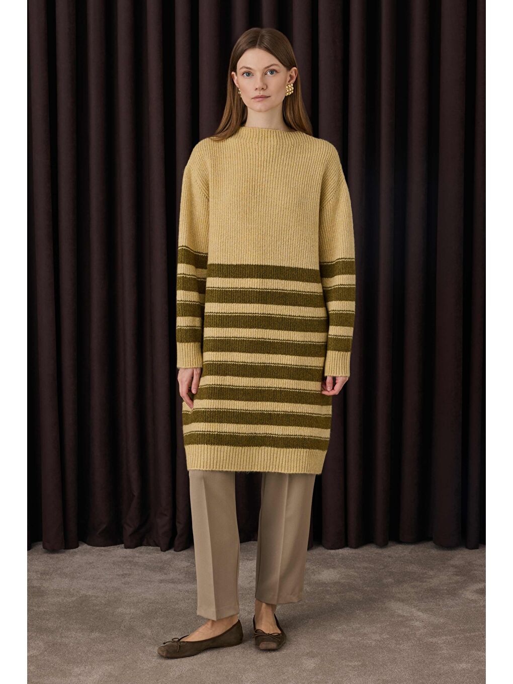 Sarı İnce Çizgili Uzun Kazak Tereyağı-Yosun-2