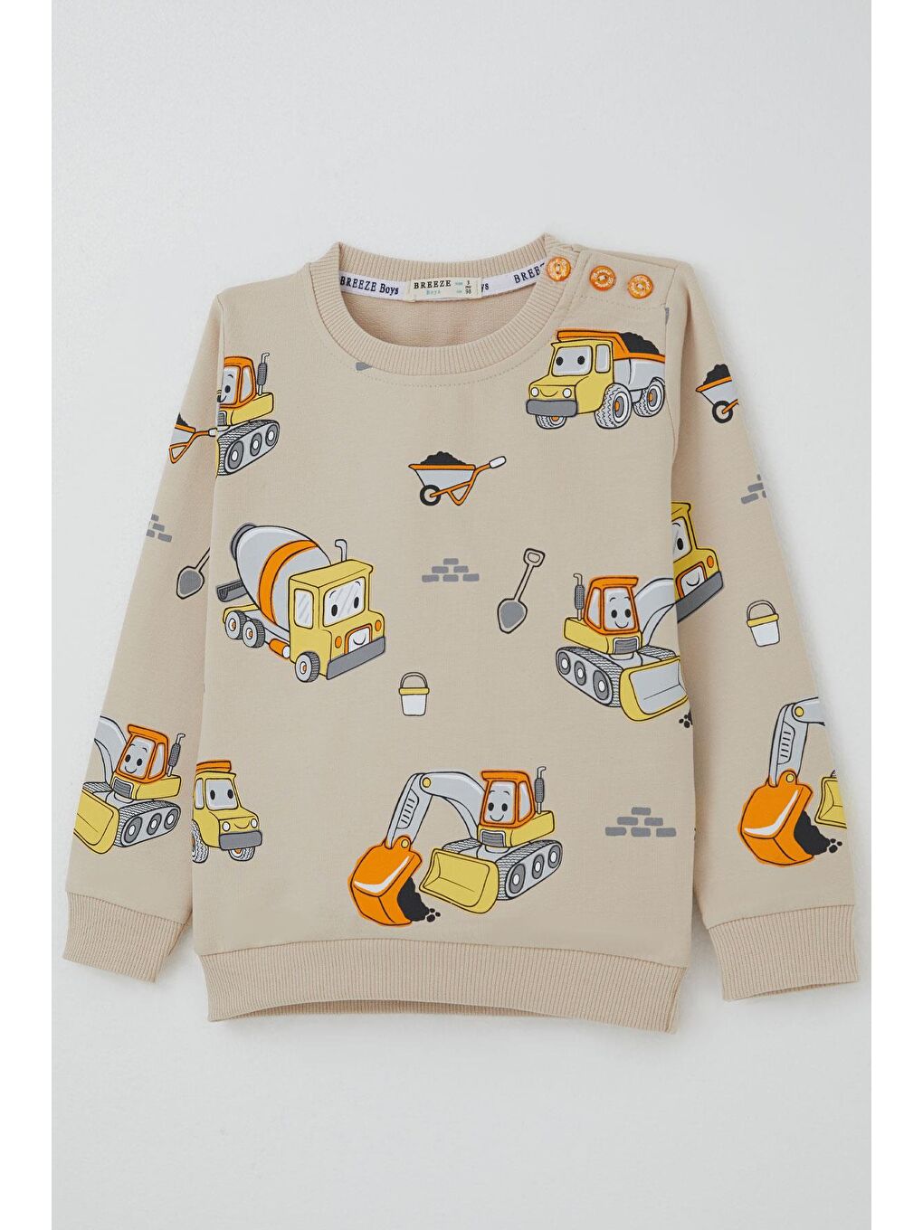 Erkek Çocuk Eşofman Takımı Küçük Operatör Çalışkan İş Makineleri Bej (1-4 Yaş)-5