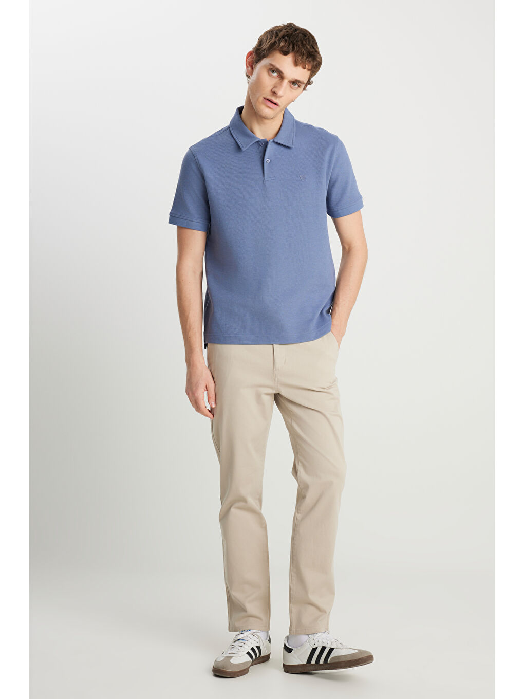 Regular Fit Normal Kesim Açık Mavi Polo Yaka Tişört-2