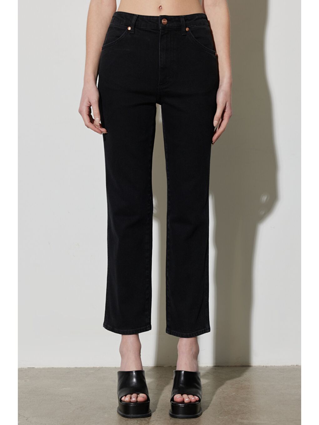 Siyah Wild West Straight Fit Düz Kesim Yüksek Bel Esnek Jean Jean Pantolon