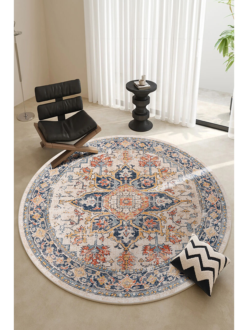 Turuncu Dekoratif Özel Tasarım Yıkanabilir,İnce, Kaymaz Tabanlı, Modern Halı-3