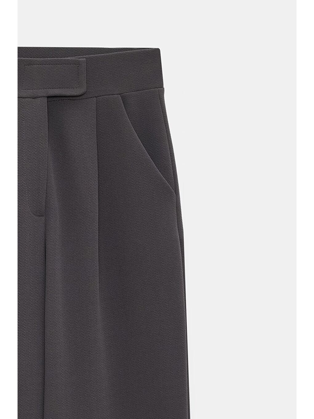 Antrasit Kadın Yüksek Bel Elastanlı Palazzo Pantolon - Cırtlı-1