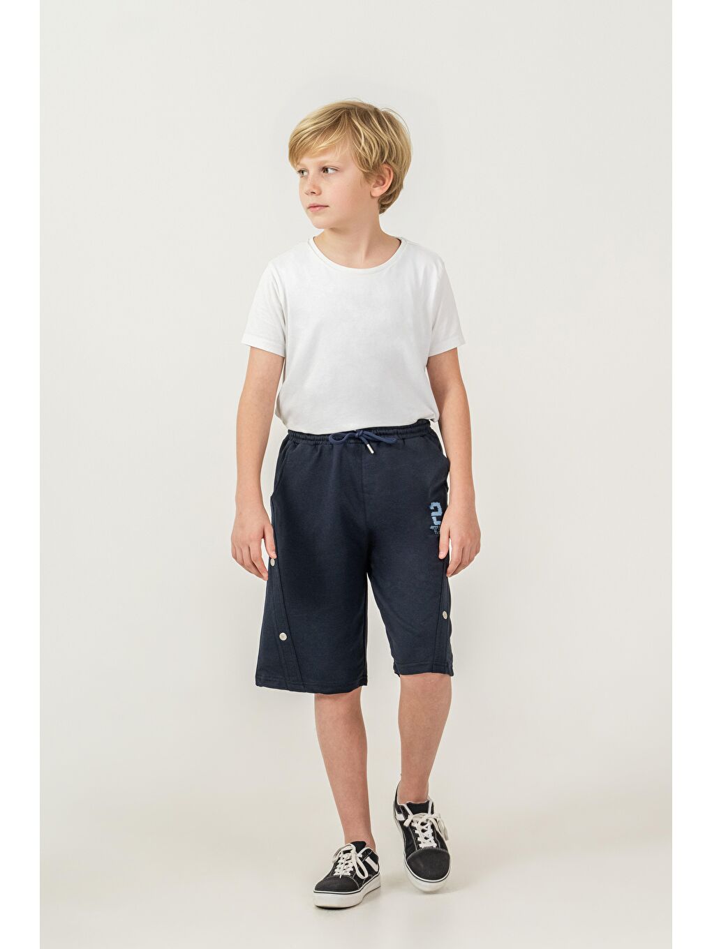 Lacivert West Coast Baskılı Yanlar Çıtçıtlı Erkek Çocuk Şort