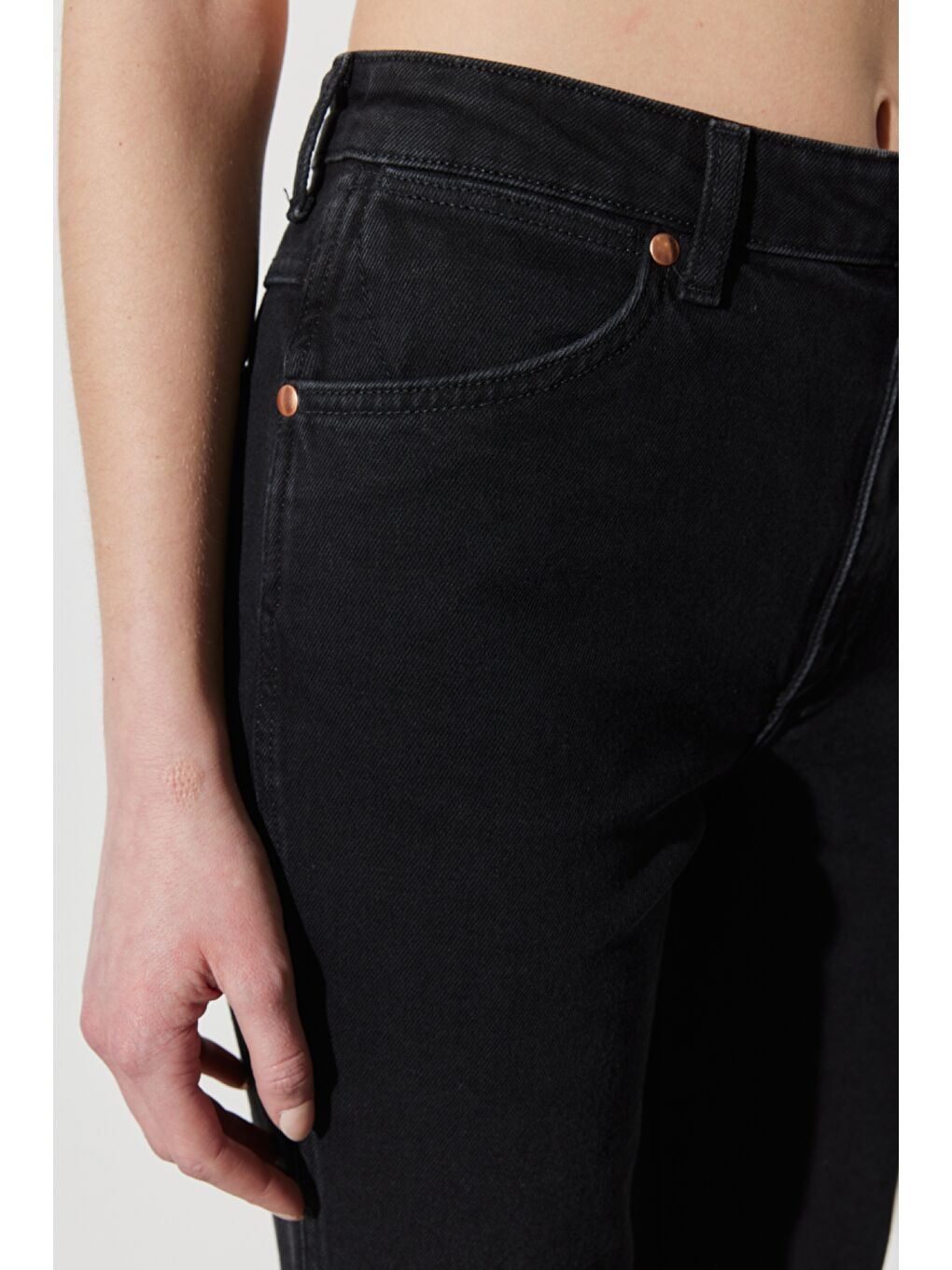 Siyah Wild West Straight Fit Düz Kesim Yüksek Bel Esnek Jean Jean Pantolon-2