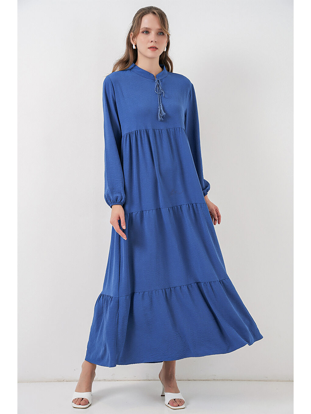 Mavi T1627 Yaka Bağcıklı Elbise - C.Saks