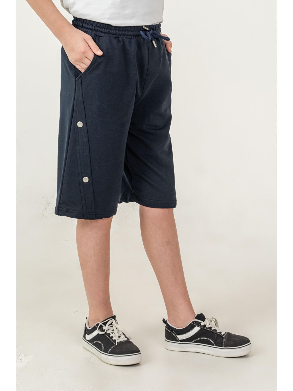 Lacivert West Coast Baskılı Yanlar Çıtçıtlı Erkek Çocuk Şort-1