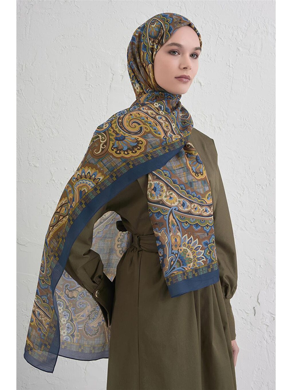 Sarı Yün İpek Harmony Şal 327 31-1