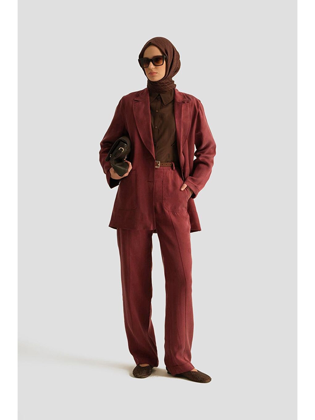 Önü Dikişli Cupra Palazzo Pantolon 25Yd4246-2 Bordo