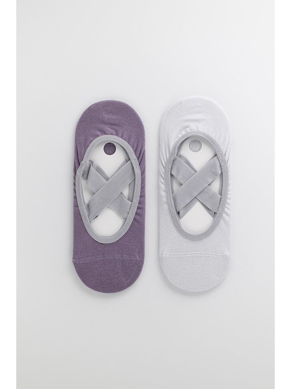 Yeşil Kadın 2'Li Asta Yoga / Pilates Çorabı Lila / Açık Mavi