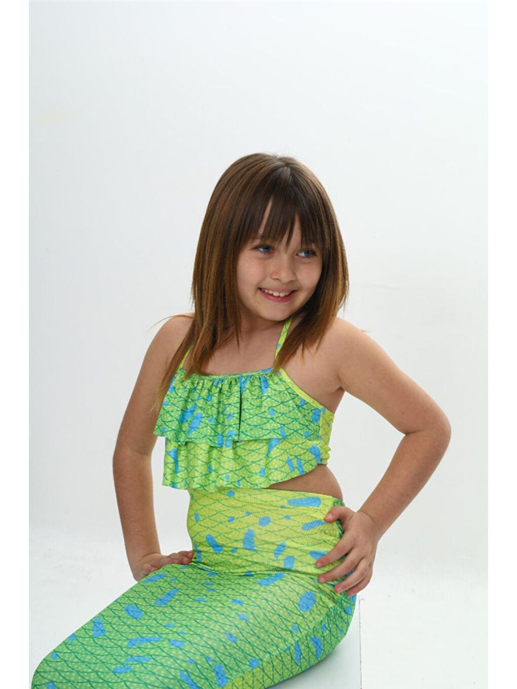 Yeşil Kız Çocuk Deniz Kızı Kostümü-1