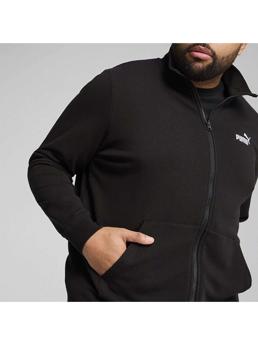 Essentials No 1 Logo Track Erkek Siyah Dik Yaka Ceket-3