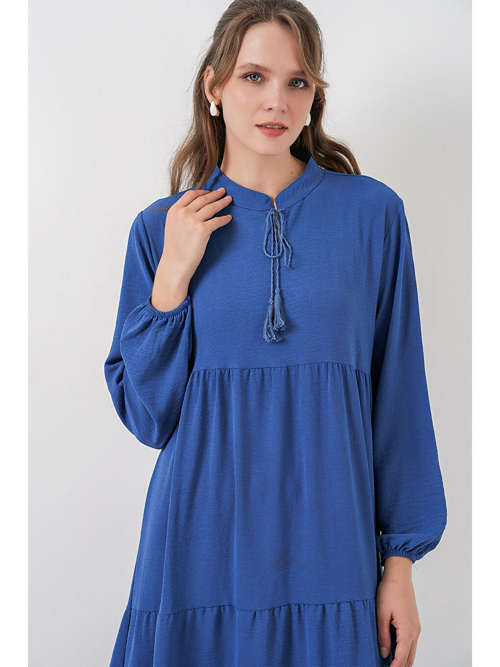 Mavi T1627 Yaka Bağcıklı Elbise - C.Saks-1