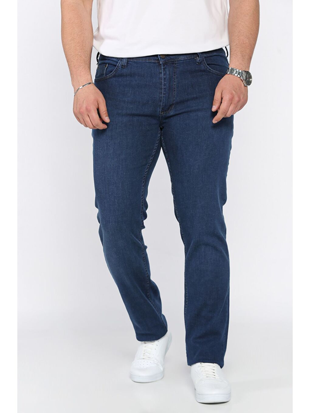 Lacivert Fermuarlı Elastanlı Erkek Jean Pantolon