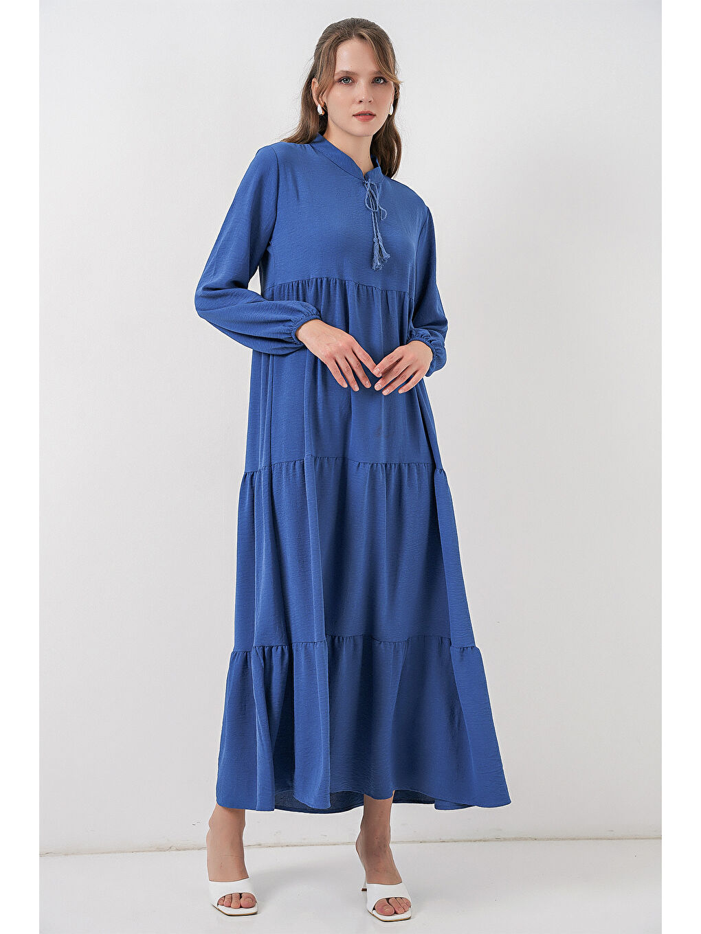 Mavi T1627 Yaka Bağcıklı Elbise - C.Saks-2