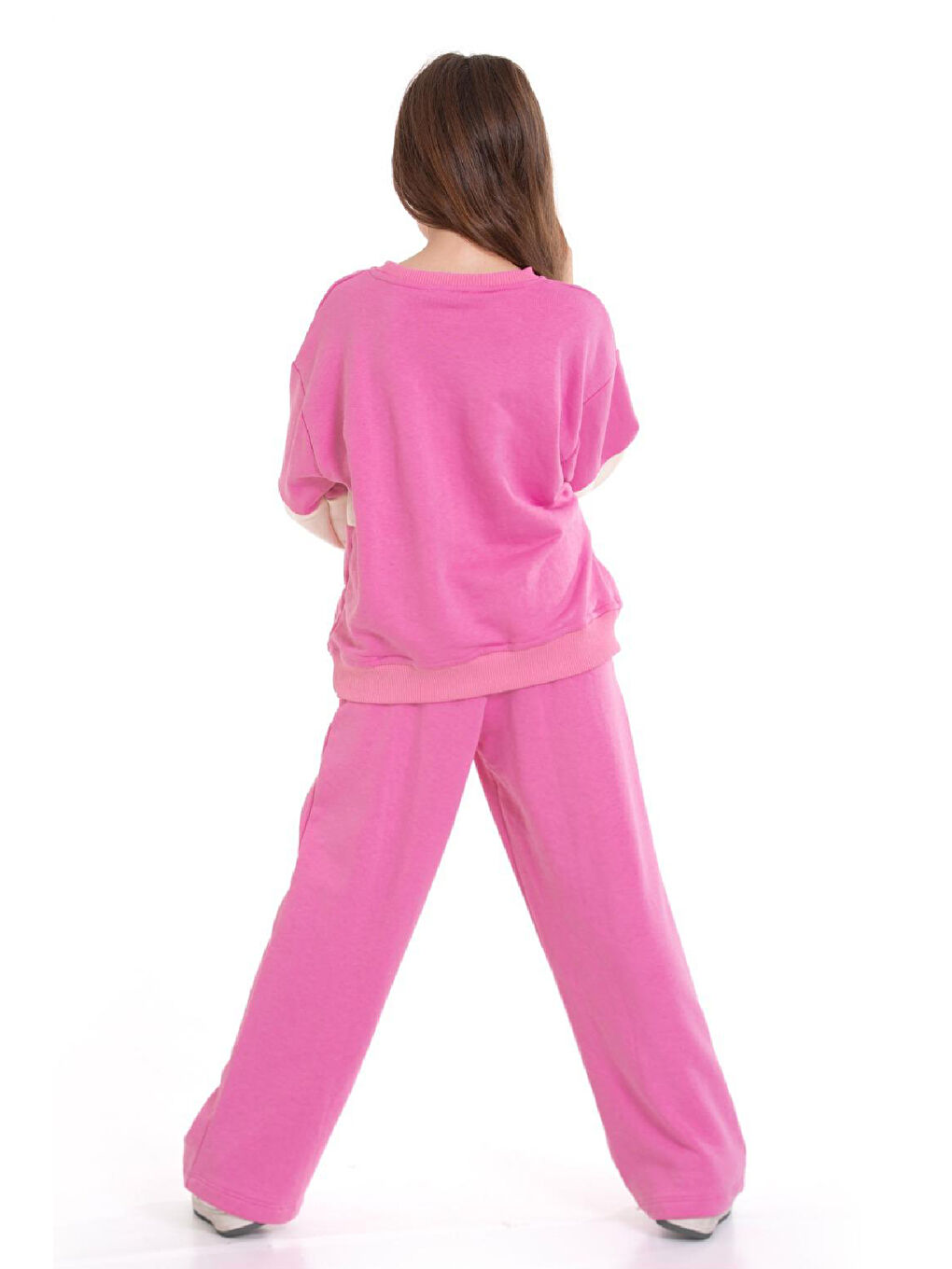 Pembe Kız Çocuk 3 İplik ve Şardonsuz Eşofman Takımı 5-9 Yaş 12487-3