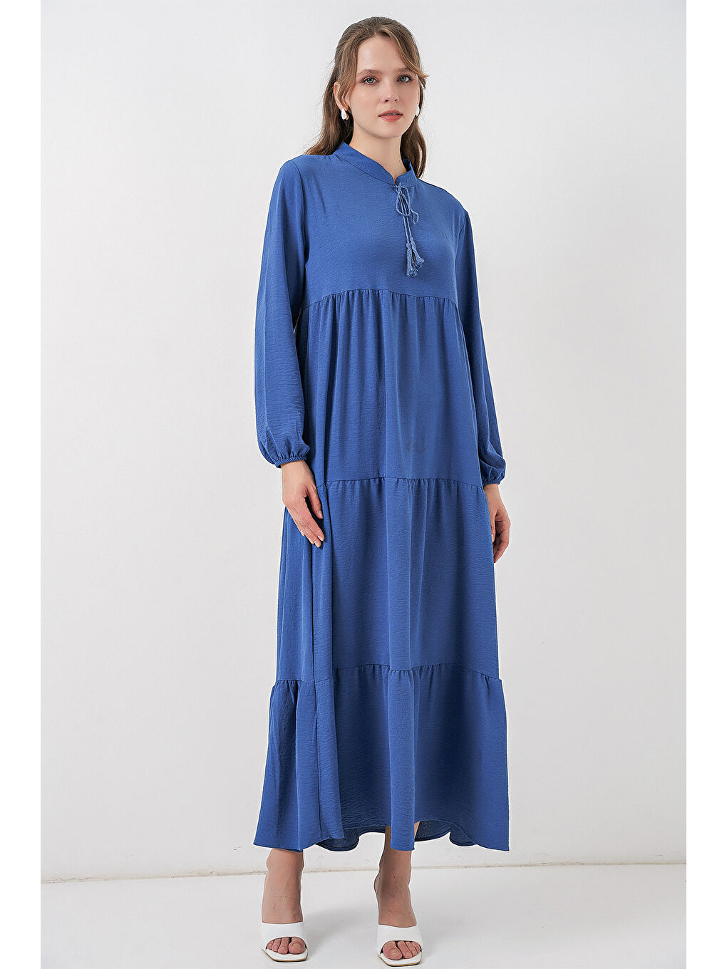 Mavi T1627 Yaka Bağcıklı Elbise - C.Saks-3