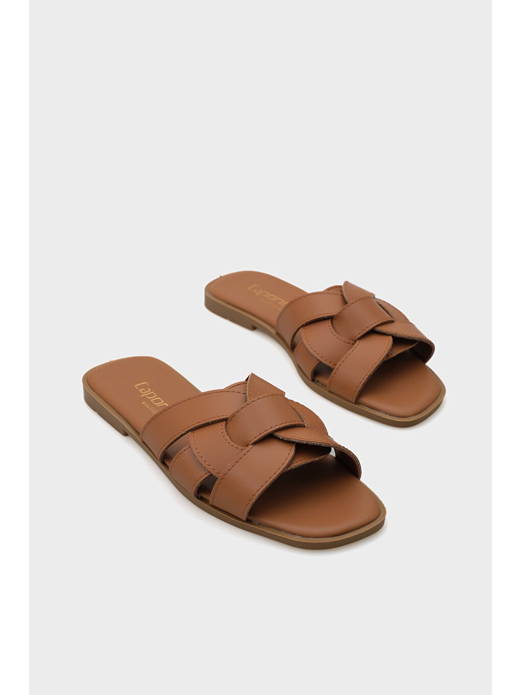 Kahverengi Lauren Kadın Küt Burun Terlik-1