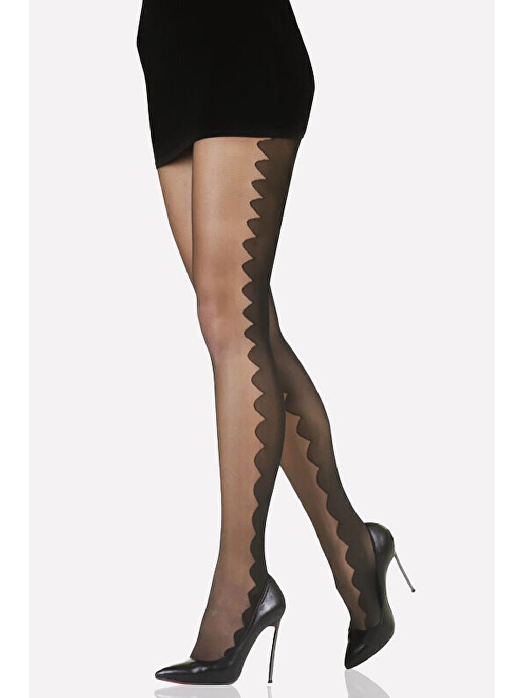 Siyah File Desenli Külotlu Çorap