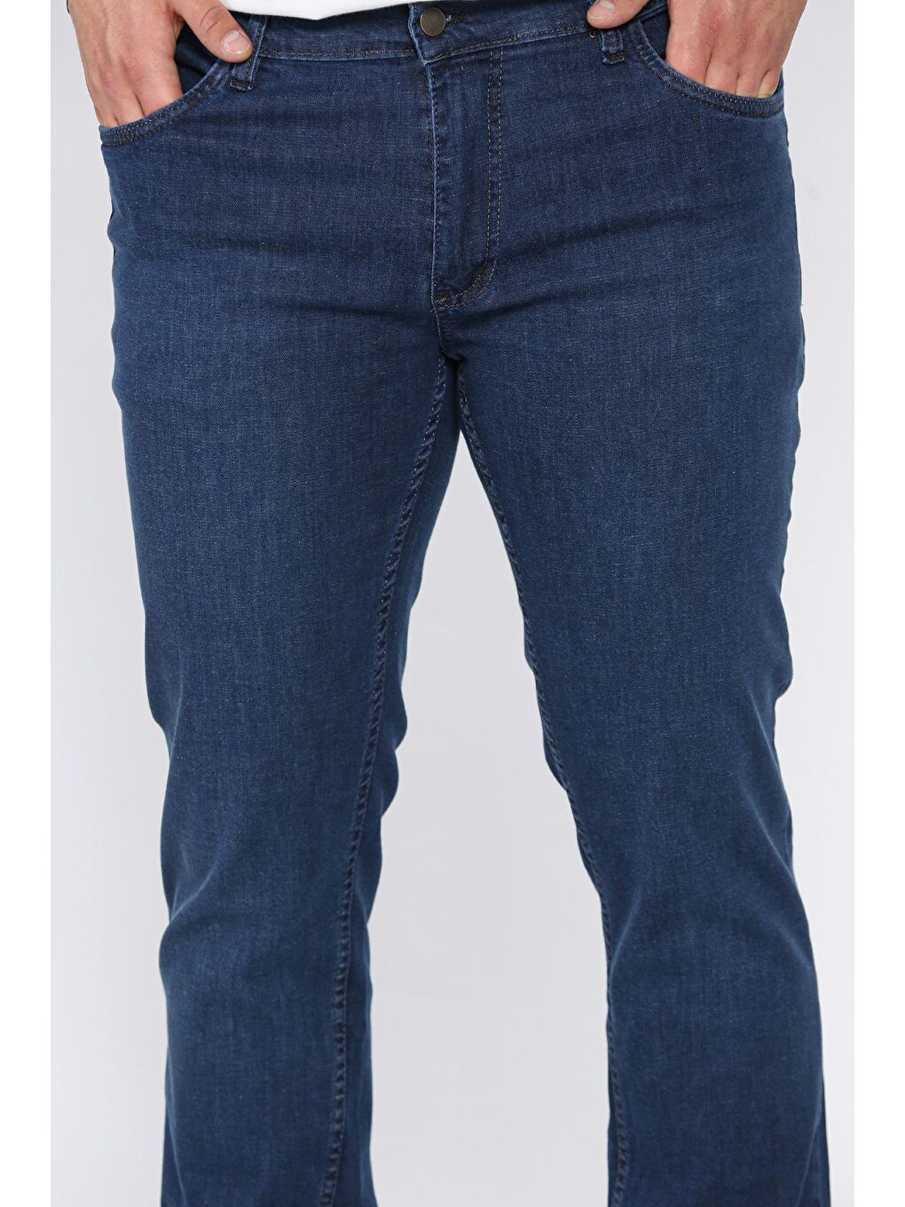 Lacivert Fermuarlı Elastanlı Erkek Jean Pantolon-3