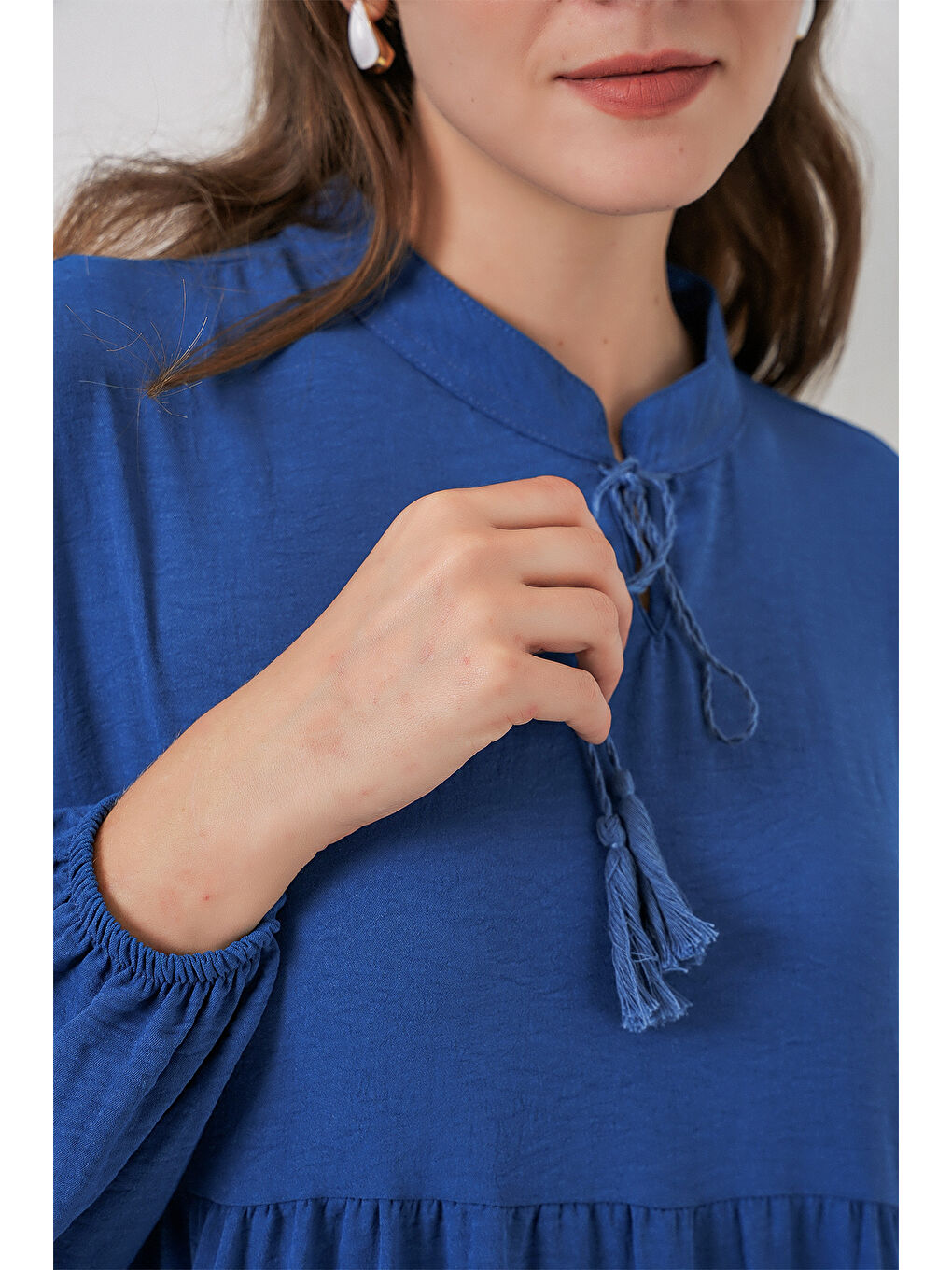 Mavi T1627 Yaka Bağcıklı Elbise - C.Saks-4